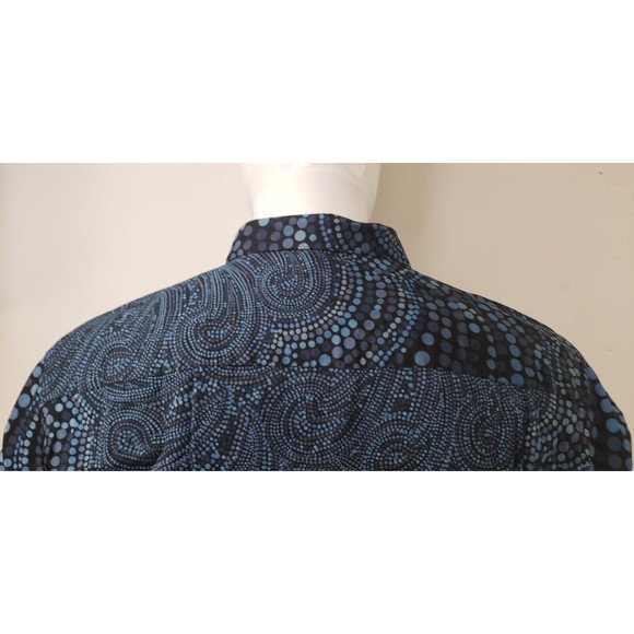 PERRY ELLIS Mens 2X Slim Fit Blue's Circle Abstract Print Button Down Shirt - Picture 10 of 16